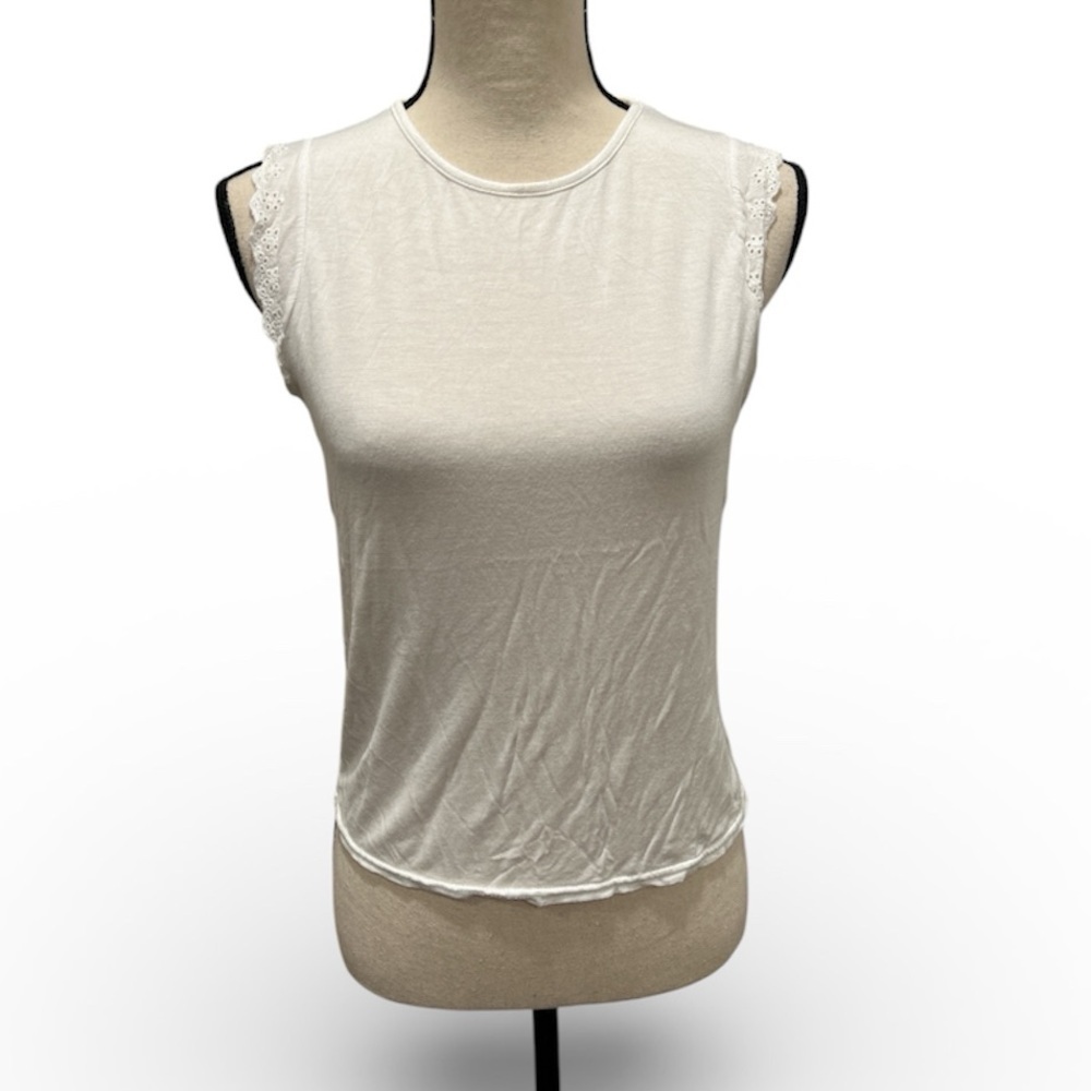 Boohoo Cream Lace Trim Tank Top